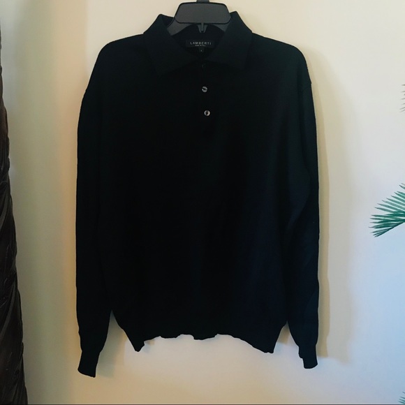Men’s Lamberti Black 100% Wool Top Sweater Sz L - Picture 7 of 7